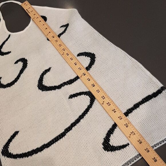 CIDER Cream with Black Deign Halter Sweater Mini Dress NWT - Picture 7 of 11